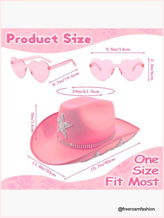 Cowgirl Hat with Heart Sunglasses Bachelorette Party Bling Star main image 5